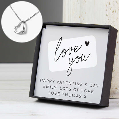 Personalised Love You Sterling Silver Necklace and Box