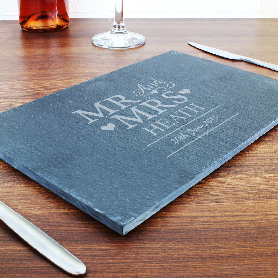 Personalised Mr & Mrs Slate Placemat (Surname)