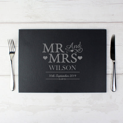 Personalised Mr & Mrs Slate Placemat (Surname)