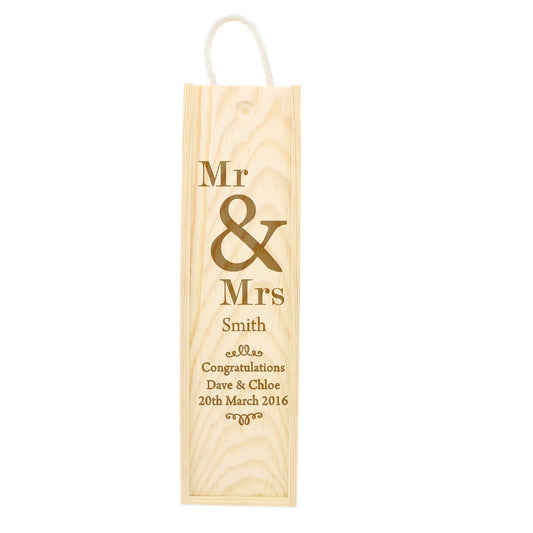 Personalised Couples Wooden Wine / Spirit Bottle Gift Box