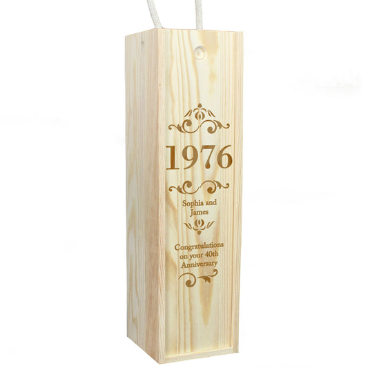 Personalised Elegant Number Wooden Wine / Spirit Bottle Gift Box