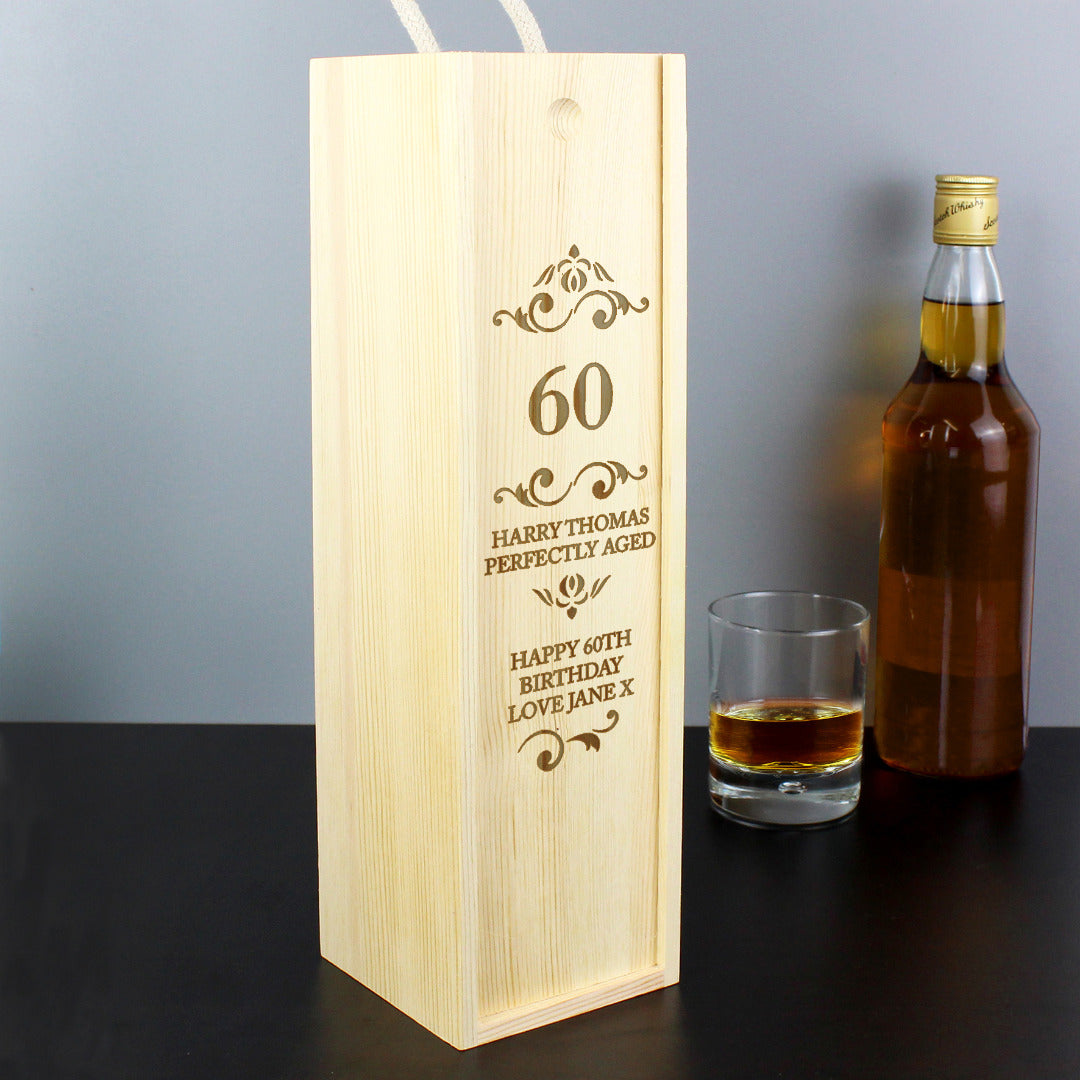 Personalised Elegant Number Wooden Wine / Spirit Bottle Gift Box