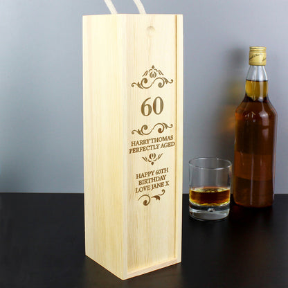 Personalised Elegant Number Wooden Wine / Spirit Bottle Gift Box