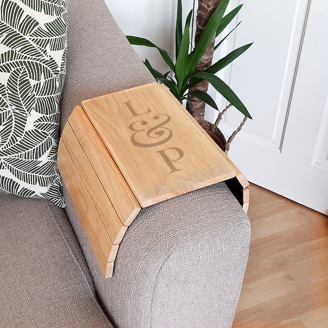 Personalised Wooden Sofa Tray - Initials