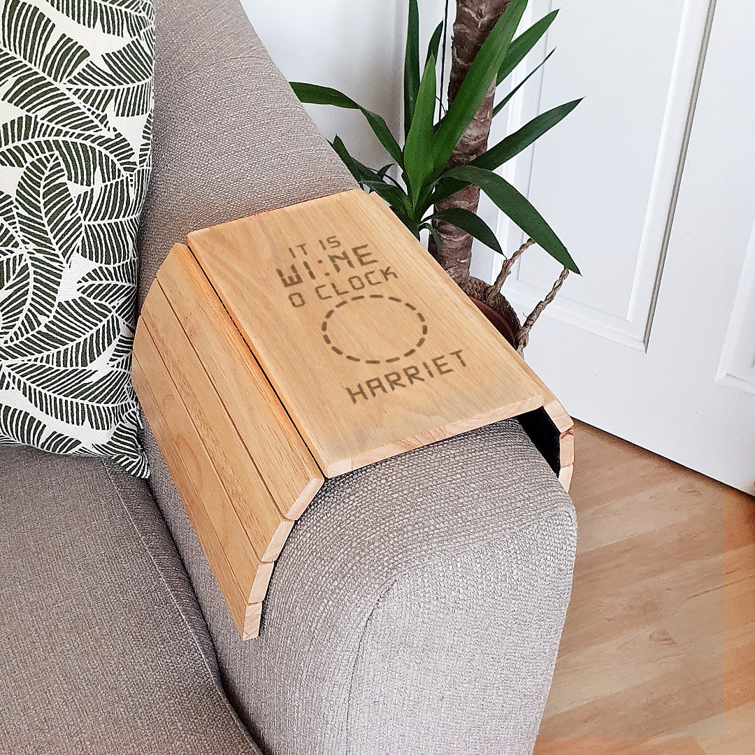 Personalised Wooden Sofa Tray - It's Wine O'Clock