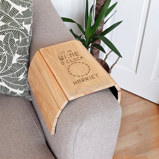 Personalised Wooden Sofa Tray - It's Wine O'Clock