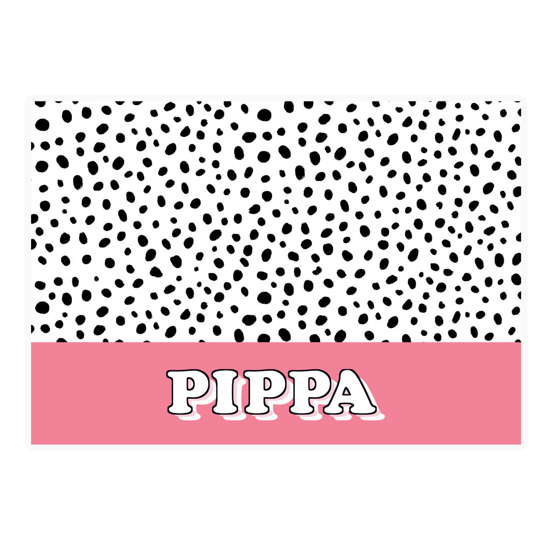 Personalised Spots Dog Pet Bowl Mat ~ Pink or Blue
