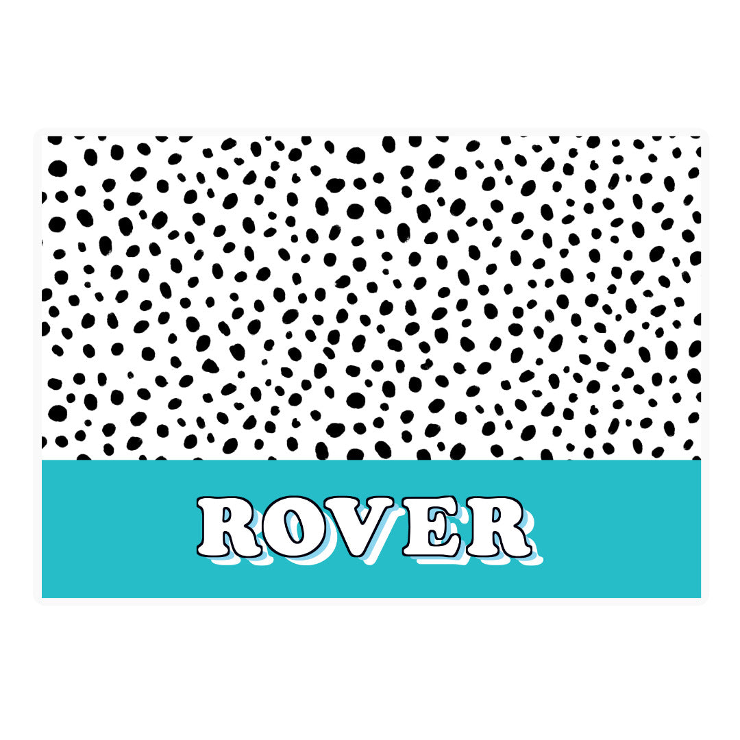Personalised Spots Dog Pet Bowl Mat ~ Pink or Blue
