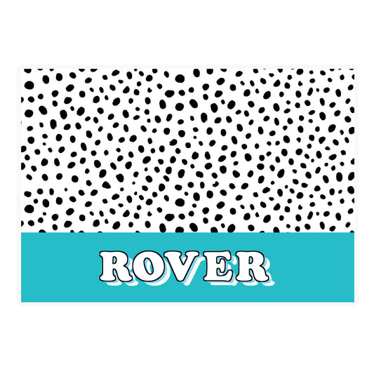 Personalised Spots Dog Pet Bowl Mat ~ Pink or Blue