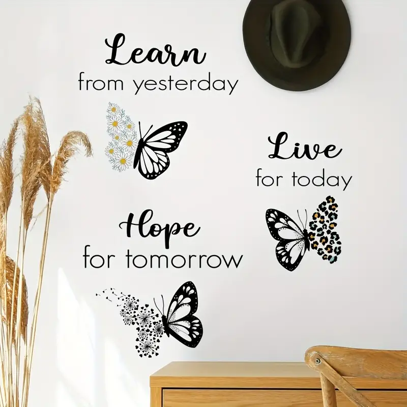 Learn, Live, Hope Inspirational Butterfly Wall Sticker Decal