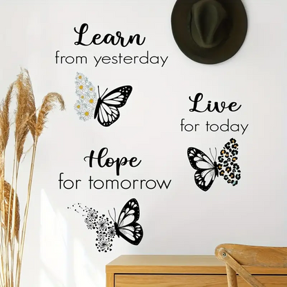 Learn, Live, Hope Inspirational Butterfly Wall Sticker Decal