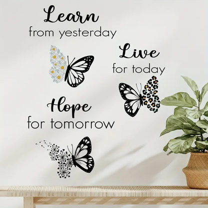 Learn, Live, Hope Inspirational Butterfly Wall Sticker Decal