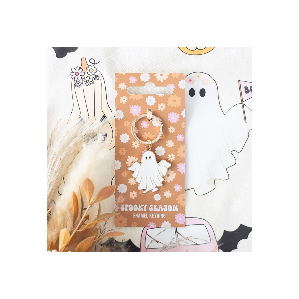 Spooky Season Groovy Ghost Keyring