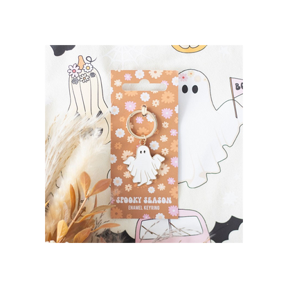 Spooky Season Groovy Ghost Keyring
