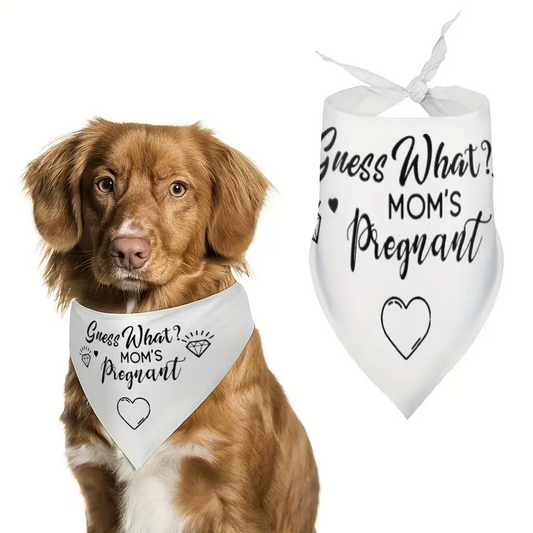 Guess What - Mom's Pregnant ~ White Polyester Pet Bandana