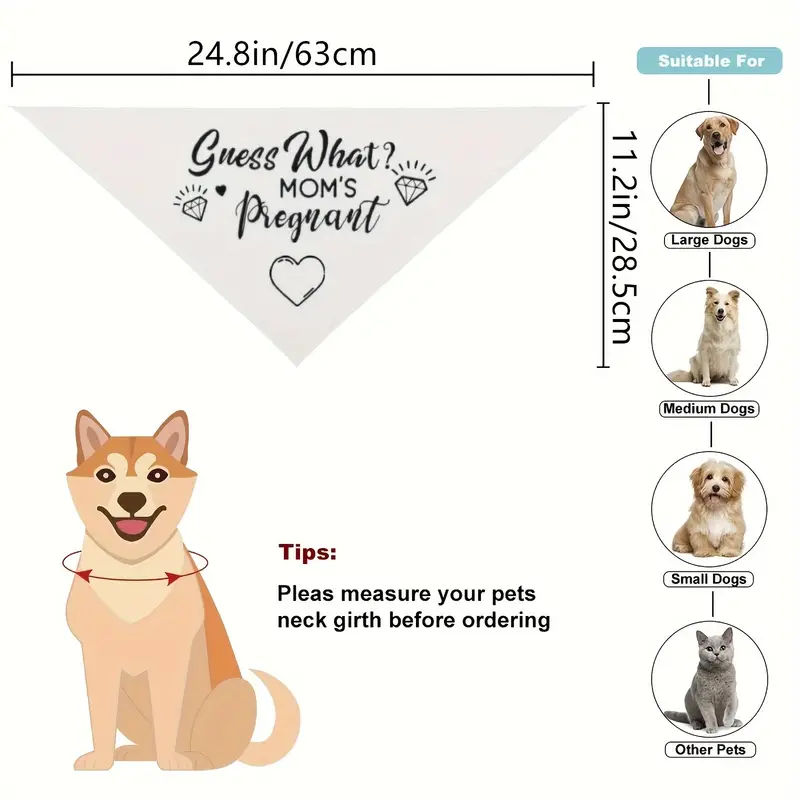 Guess What - Mom's Pregnant ~ White Polyester Pet Bandana