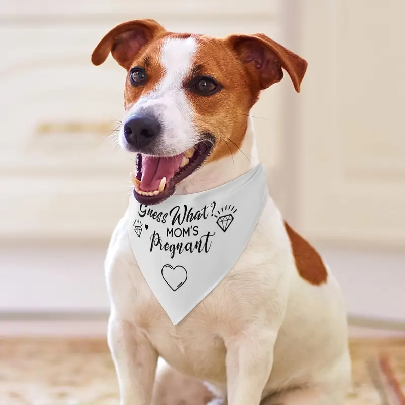 Guess What - Mom's Pregnant ~ White Polyester Pet Bandana