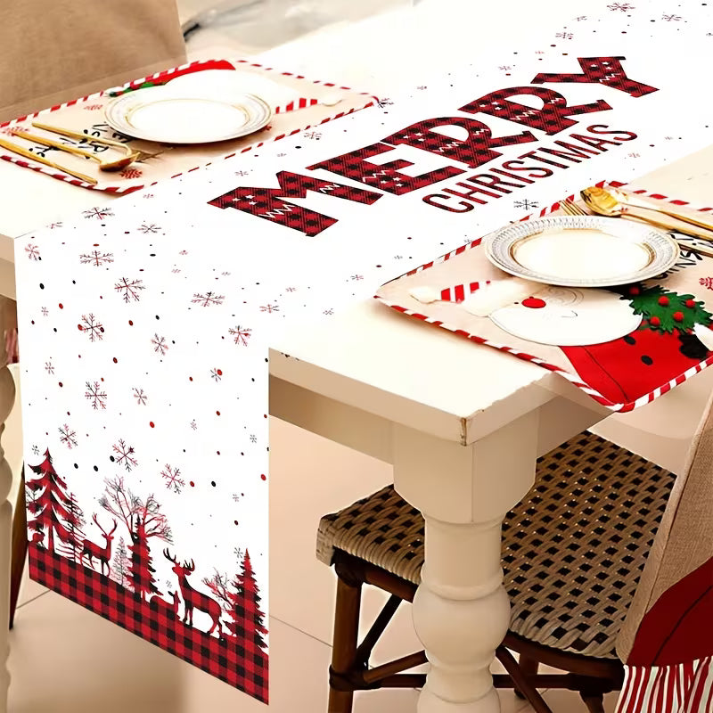 Festive Merry Christmas Tablecloth Table Runner
