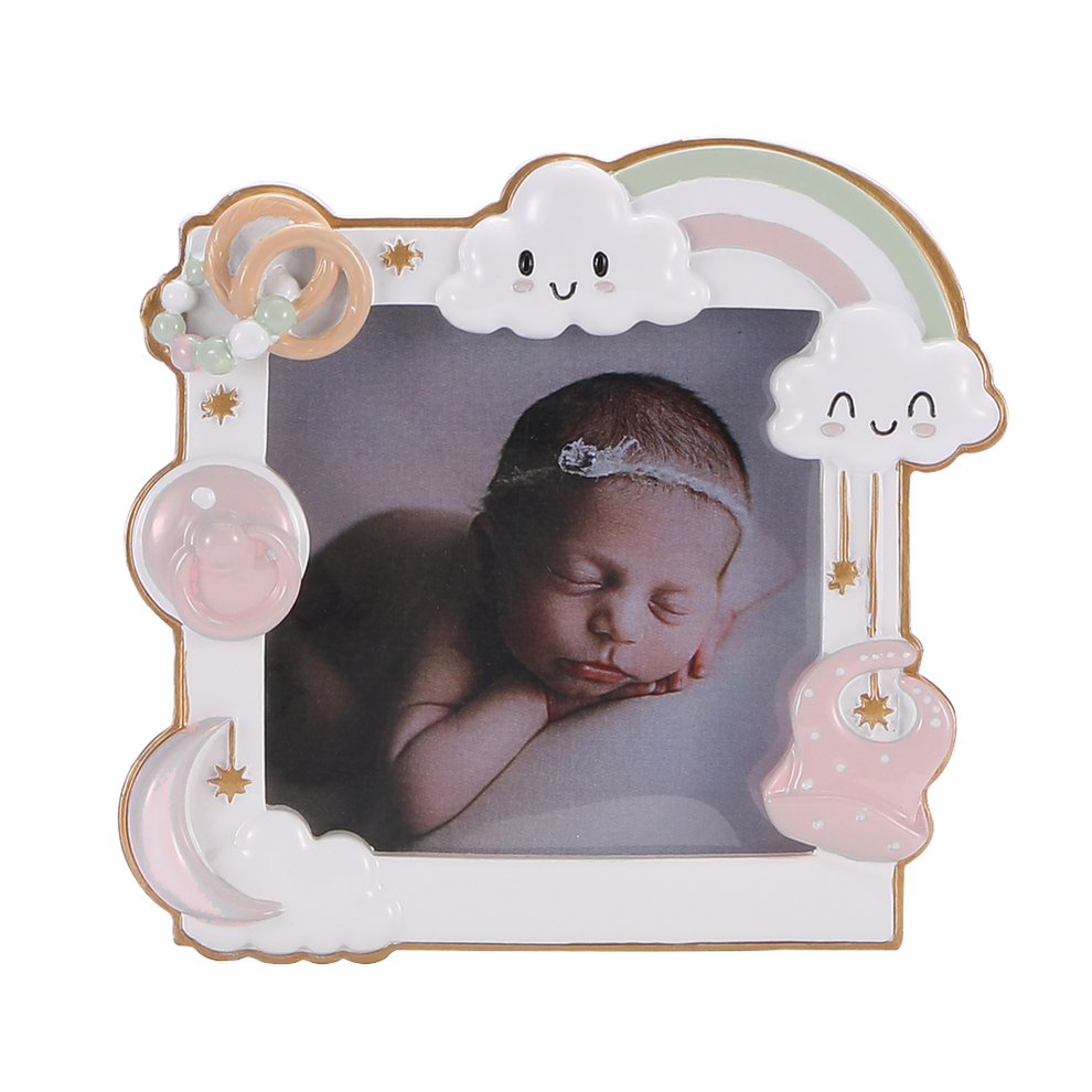 Baby Photo Frame / Hanging Ornament - Dusky Pink / Blue