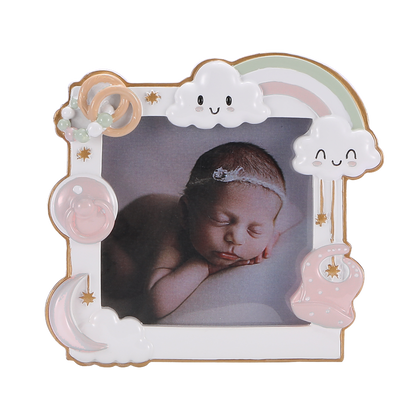 Baby Photo Frame / Hanging Ornament - Dusky Pink / Blue