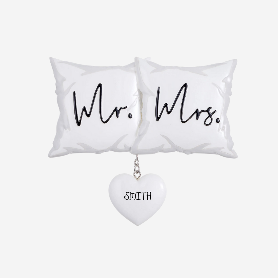 Personalised Christmas Ornament - Mr & Mrs Pillows / Couples / Newlyweds / Just Married