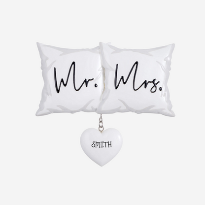 Personalised Christmas Ornament - Mr & Mrs Pillows / Couples / Newlyweds / Just Married
