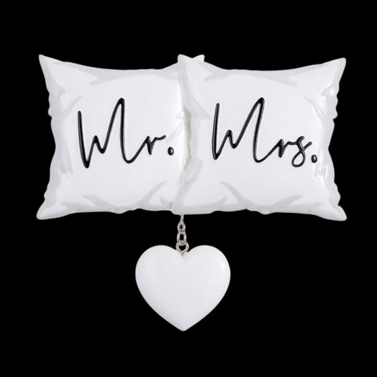 Personalised Christmas Ornament - Mr & Mrs Pillows / Couples / Newlyweds / Just Married