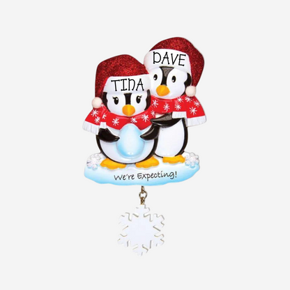 We're Expecting Penguin Couple Christmas Ornament