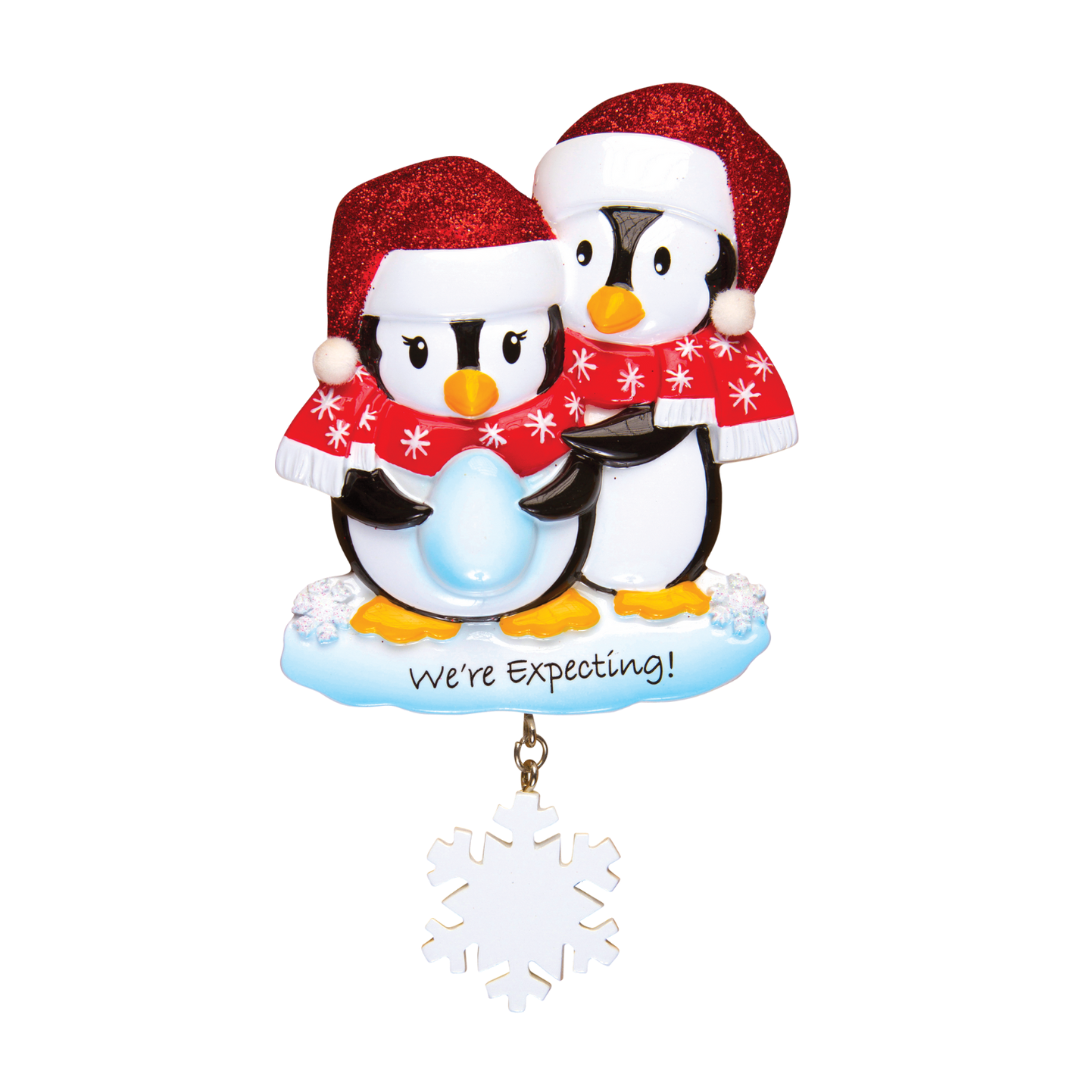 We're Expecting Penguin Couple Christmas Ornament