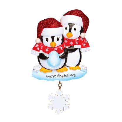 We're Expecting Penguin Couple Christmas Ornament
