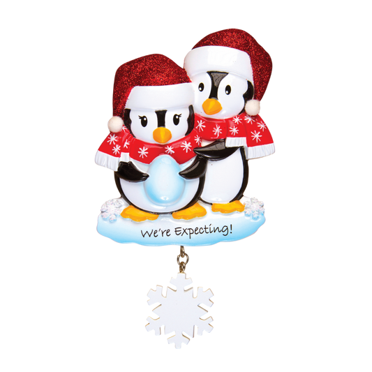 We're Expecting Penguin Couple Christmas Ornament
