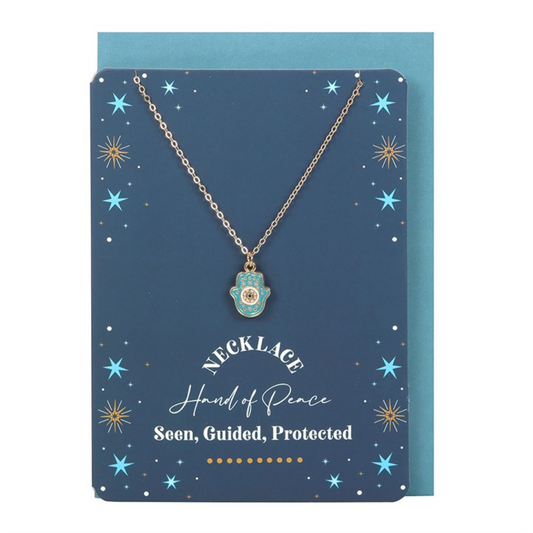 Hand of Hamsa Necklace on Greeting Card