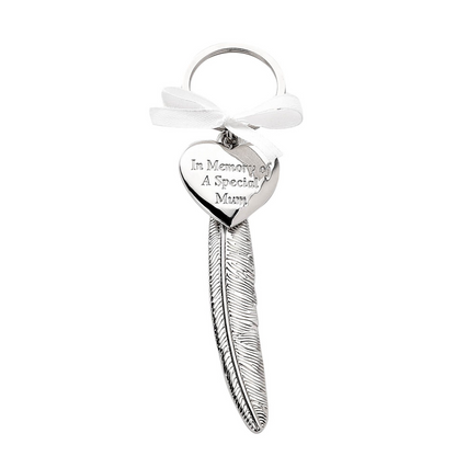 Engravable Silverplated Feather Heart Plaque "Memory of Mum"