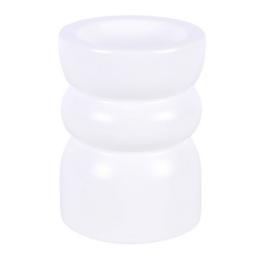 White double-bubble warmer with smooth rounded shape and open top bowl