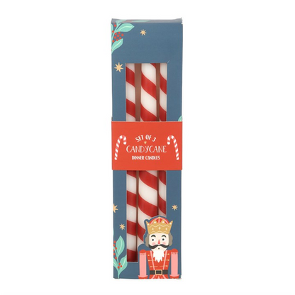 Set of 3 Candy Cane Stripe Taper Candles