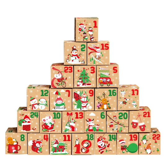 Kraft Christmas Advent Calendar Gift Boxes - Set 24