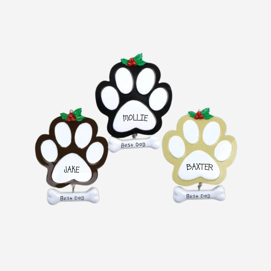 Dog Paw Ornament - Black, Brown or Tan