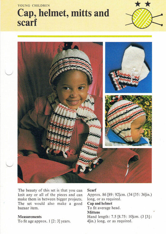 Vintage Hamlyn Knitting Patterns for Young Children - Hats / Scarves / Mitts