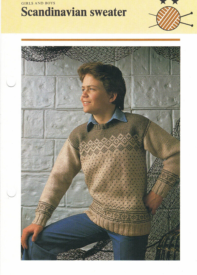 Vintage Hamlyn Knitting Patterns for Children - Scandi Aran Fairisle