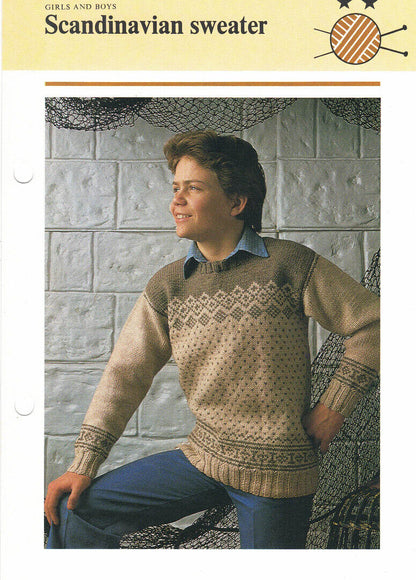 Vintage Hamlyn Knitting Patterns for Children - Scandi Aran Fairisle