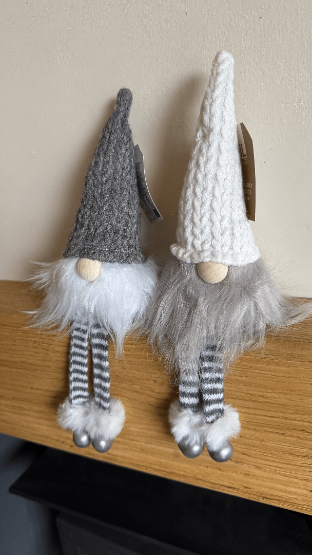 Pair of Grey Knitted Hat Gonks with Dangly Legs