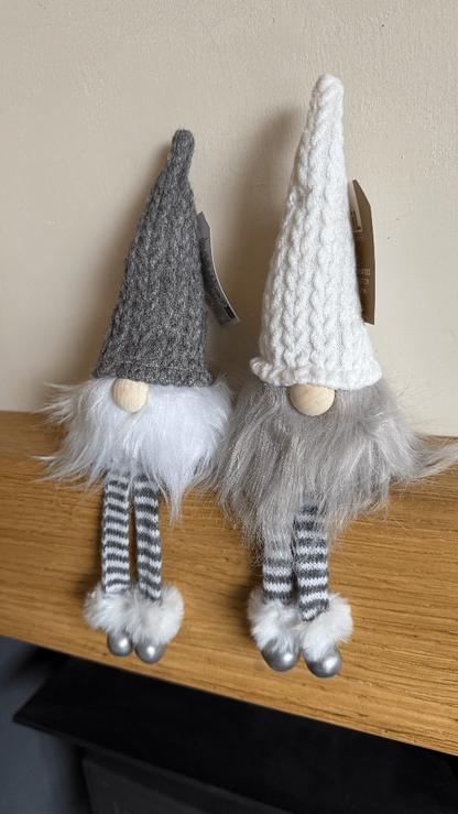 Pair of Grey Knitted Hat Gonks with Dangly Legs