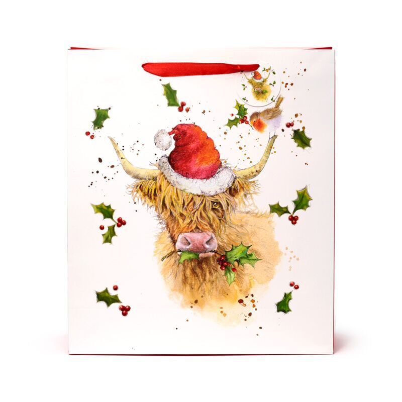 Jan Pashley Christmas Highland Coo Gift Bag - Extra Large