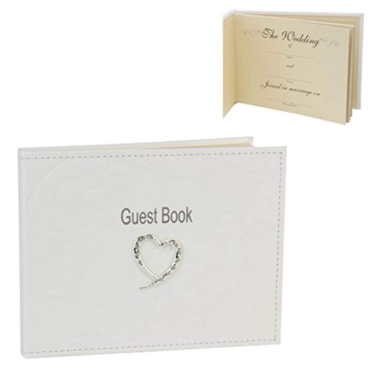 Wedding PU Guest Book with Swirling Hearts
