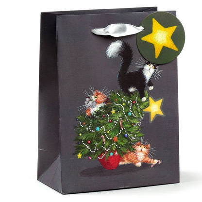 Kim Haskins Cats Christmas Tree Catastrophe Gift Bag - Medium