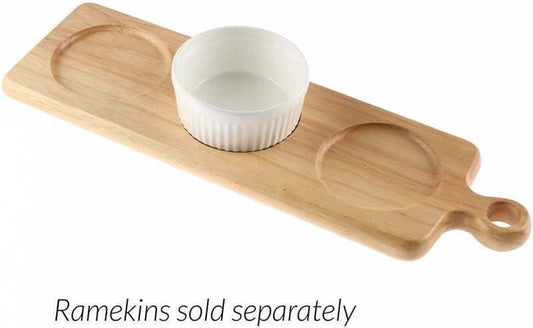 Rubberwood Dip Serving Board Platter For Ramekins