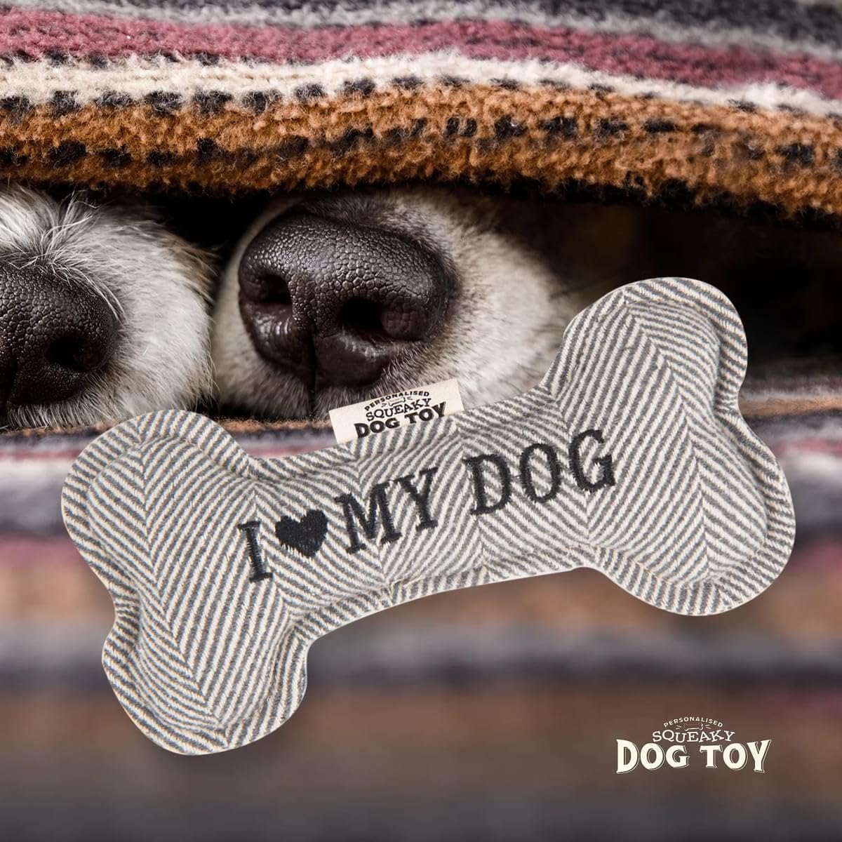 Personalised Squeaky Dog Bone Fetch Toy - I ? My Dog / Best Dog Ever / Breeds