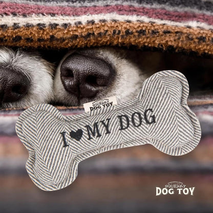 Personalised Squeaky Dog Bone Fetch Toy - I ? My Dog / Best Dog Ever / Breeds