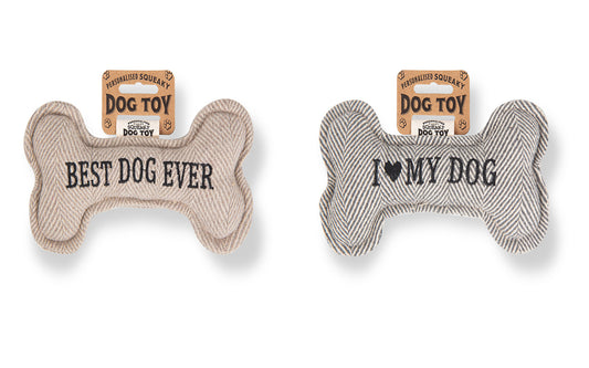 Personalised Squeaky Dog Bone Fetch Toy - I ? My Dog / Best Dog Ever / Breeds