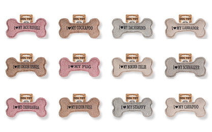 Personalised Squeaky Dog Bone Fetch Toy - I ? My Dog / Best Dog Ever / Breeds
